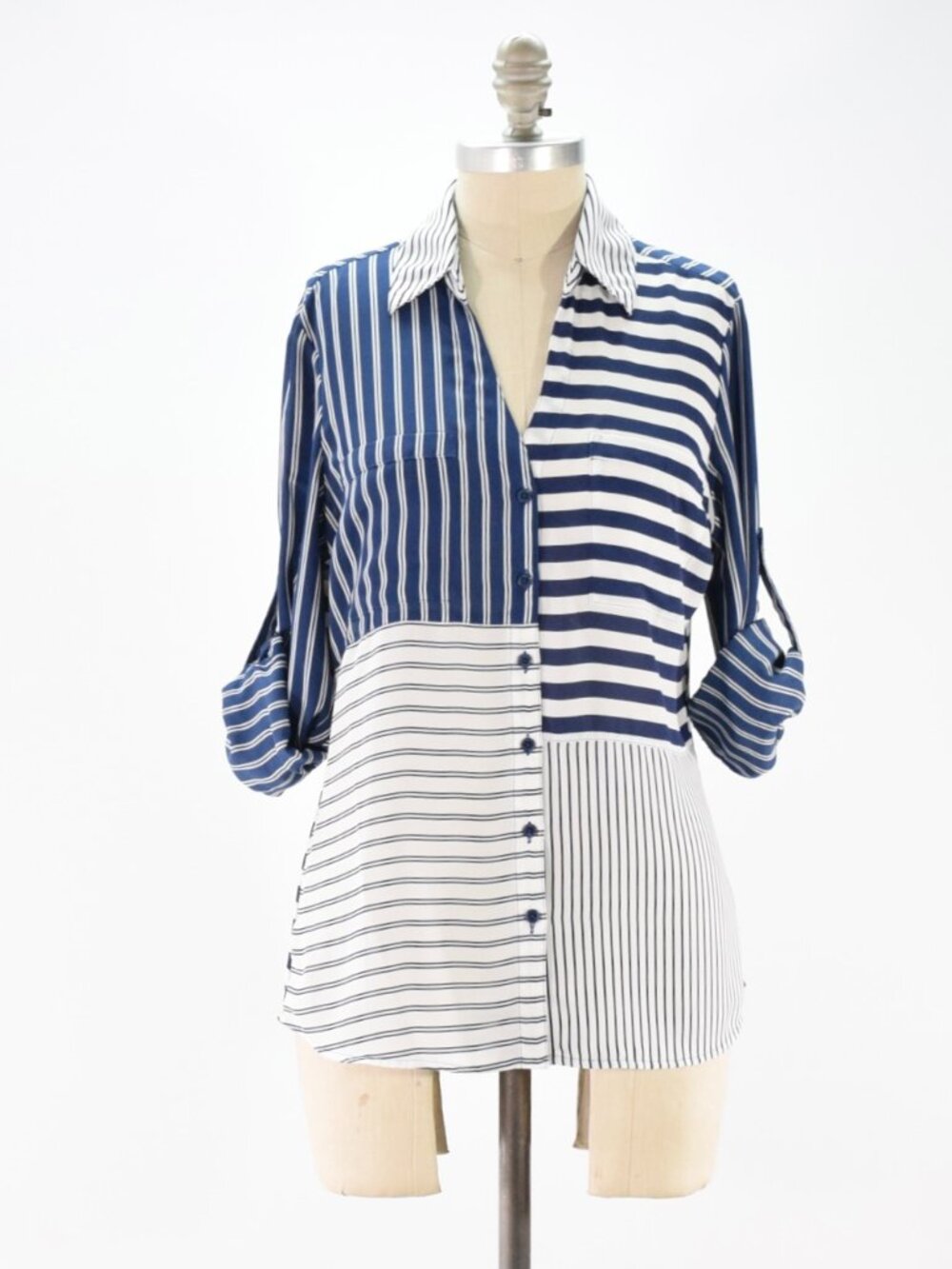 Express Blue Striped Portofino Button-Down Blouse